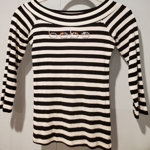 Bebe black and white striped top